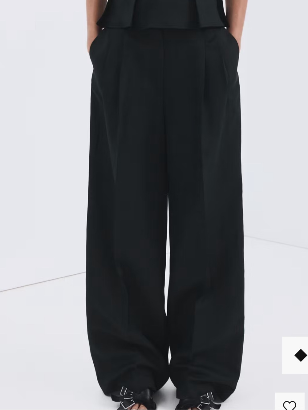Mango Black Wide-LegTrousers STRAIGHT-FIT LINEN PANTS WITH PLEATS 6347